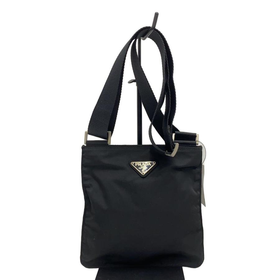 PRADA◇ショルダーバッグ/ナイロン/BLK/サコッシュ/金具サビ有