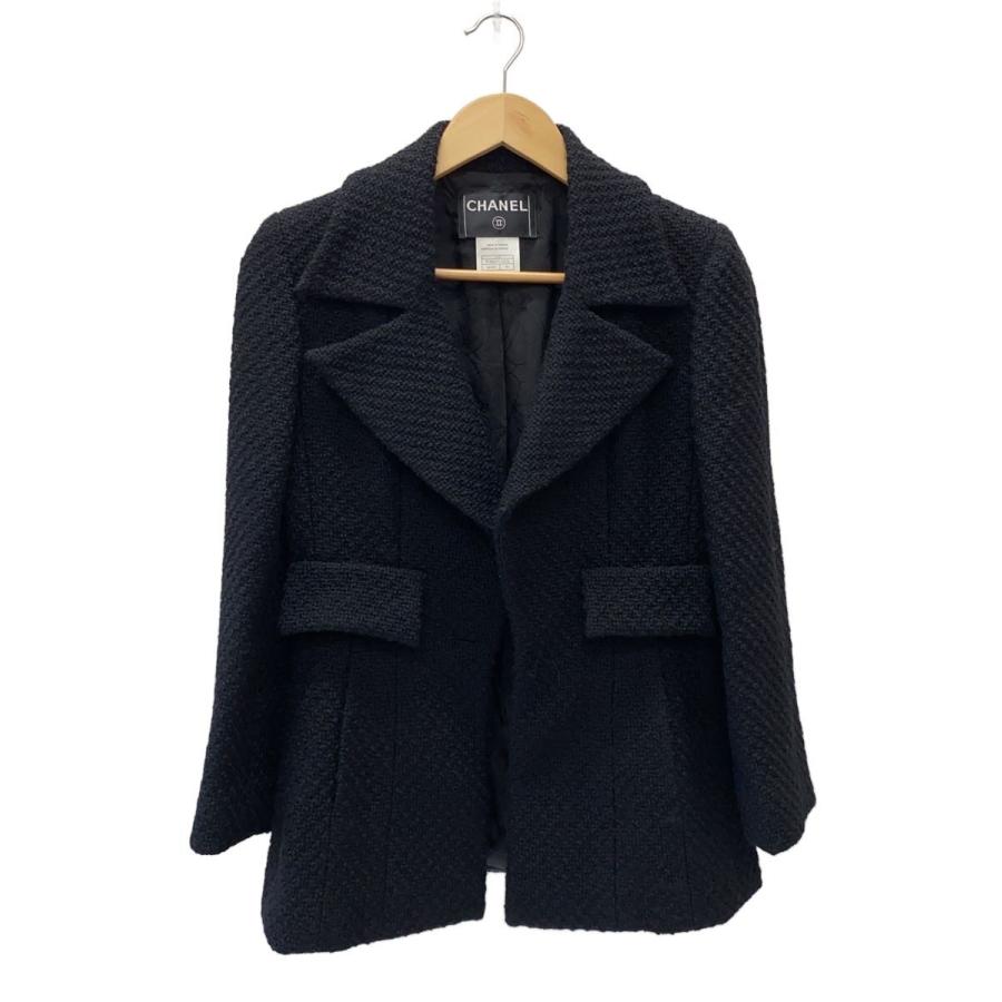 CHANEL◇オールド/ツィードジャケット/36/ウール/BLK/P18665V10526