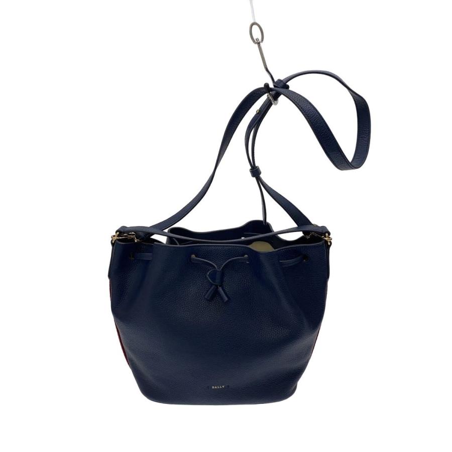 BALLY 巾着バッグ　ショルダー BALLY◇ショルダーバッグ/巾着/2WAY/レザー/NVY/無地 : セカンド