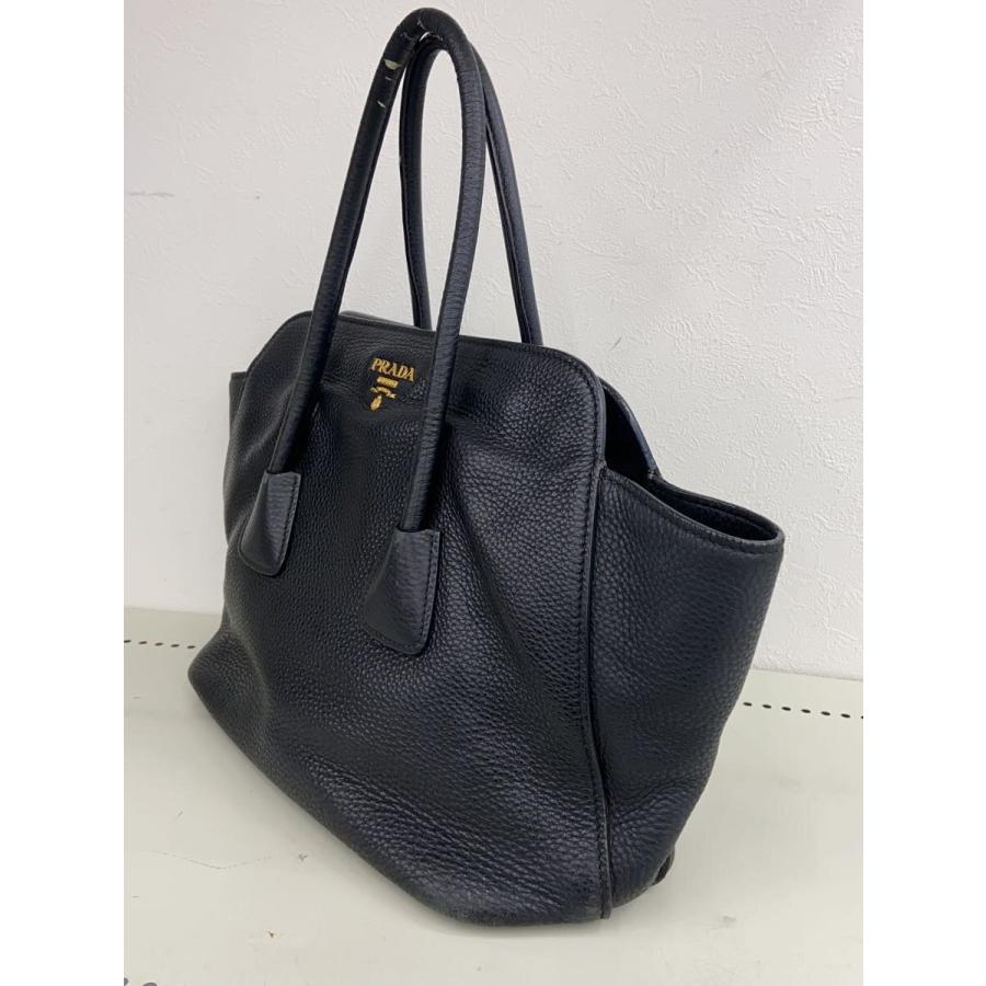 PRADAハンドバッグ　00s 90s ヴィッテロレザー PRADA◇ヴィッテロダイノ/ハンドバッグ/フェイクレザー/BLK/無地/使用