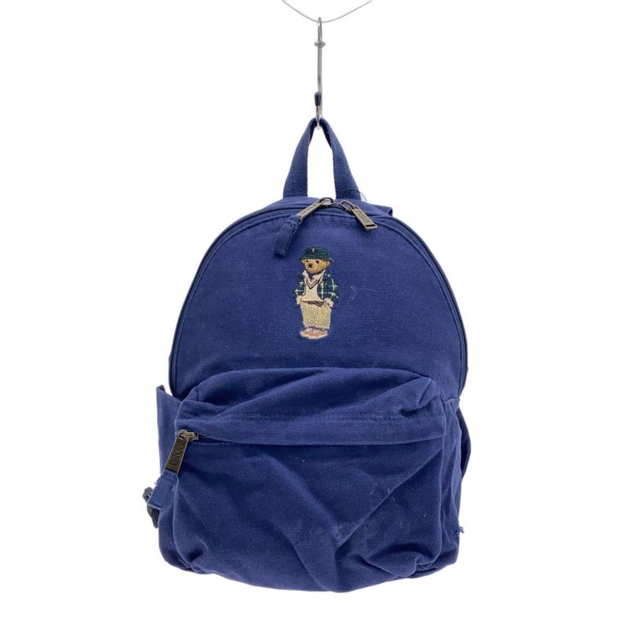 新品未使用　ポロラルフローレン　ネイビー 子供　リュック POLO RALPH LAUREN◇キッズバッグ/リュック/コットン/NVY : セカンド