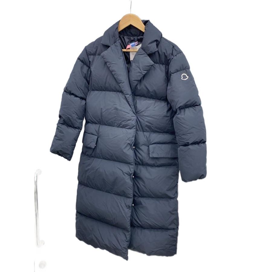 MONCLER◇ロングダウンジャケット/O/ナイロン/BLK/無地/G20931C00050