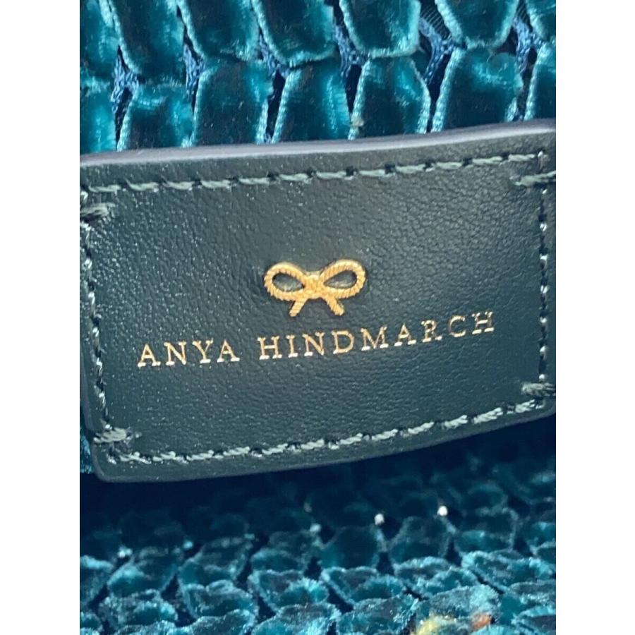 ANYA HINDMARCH◇ショルダーバッグ/ベロア/BLU : セカンドストリート
