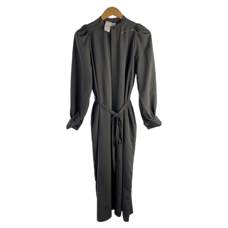 HYKE◇D2/23SS/TAFFETA DRESS/長ワンピース/1/ポリエステル/GRY/無地