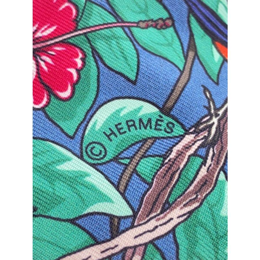 HERMES◇HERMES エルメス スカーフ/シルク/BLU/総柄/レディース/JUNGLE