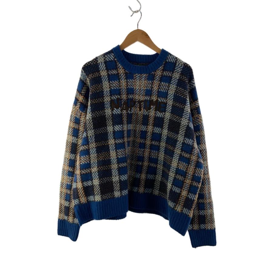naptime ニットプルオーバー　ネイビー　L Naptime.◇ニット・セーター(厚手)/M/--/BLU/チェック/NAP-053