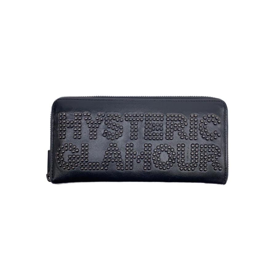 HYSTERIC GLAMOUR◇スタッズロゴ/長財布/レザー/BLK/メンズ