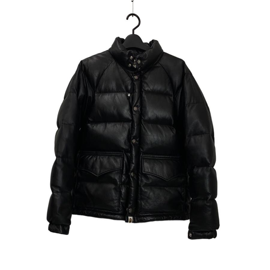 A BATHING APE◇ダウンジャケット/S/羊革/BLK/001HJB801009X