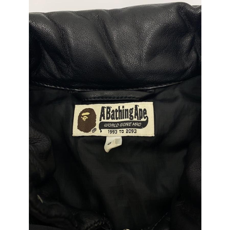 A BATHING APE◆ダウンジャケット/S/羊革/BLK/001HJB801009X//の画像