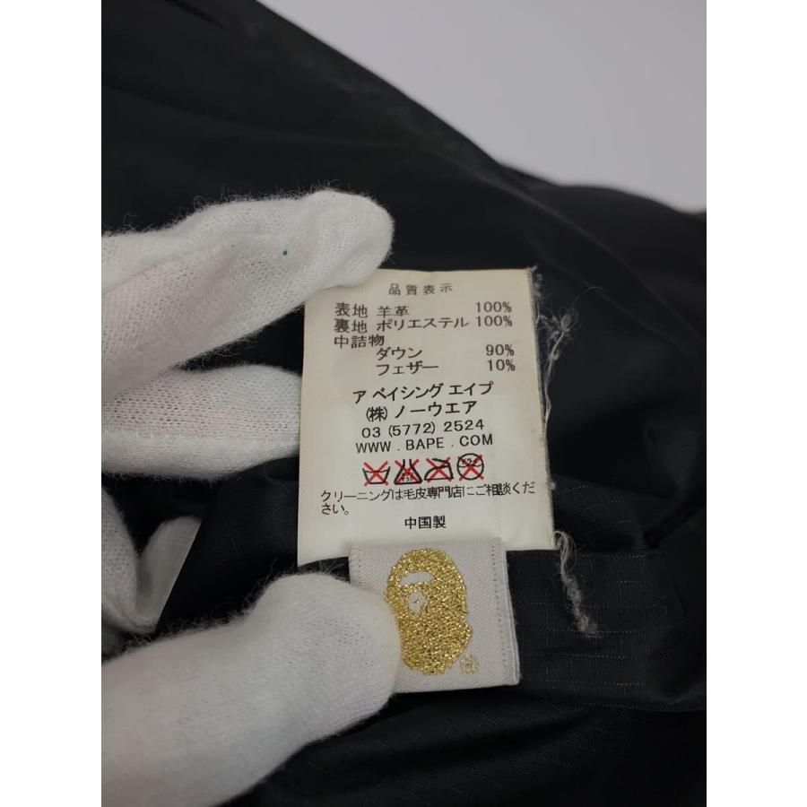 A BATHING APE◆ダウンジャケット/S/羊革/BLK/001HJB801009X//の画像