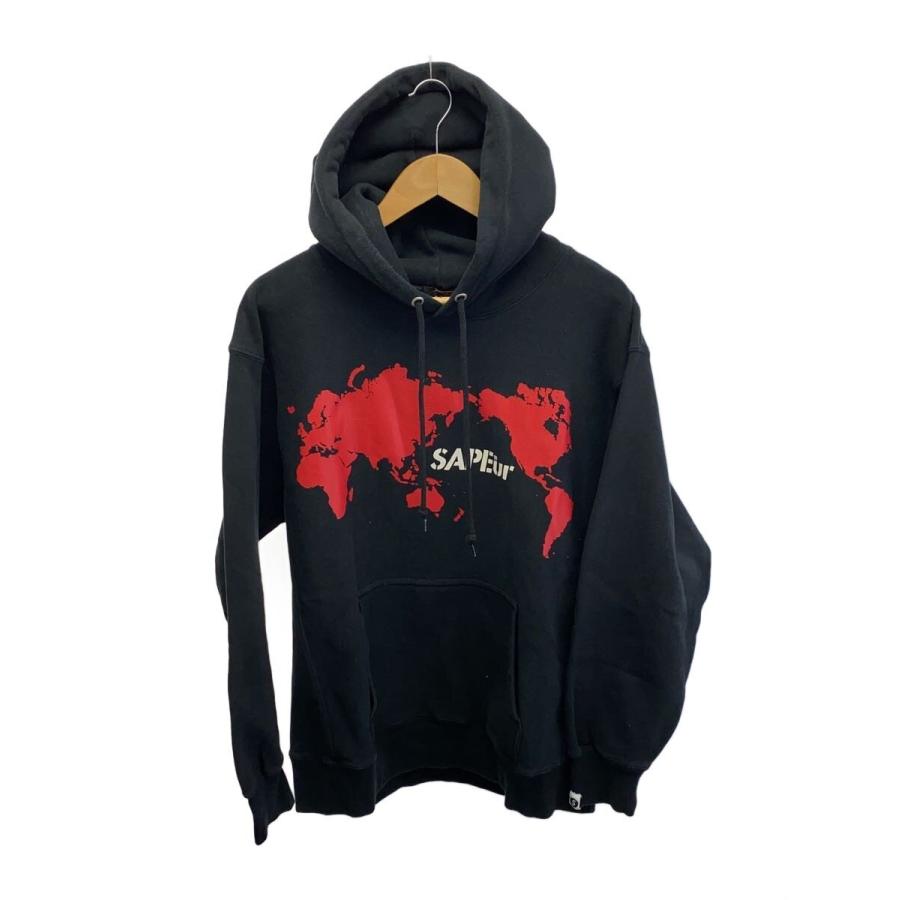 A Elegantes SAPEur◇パーカー/L/コットン/BLK/WORLD MAP : セカンド 