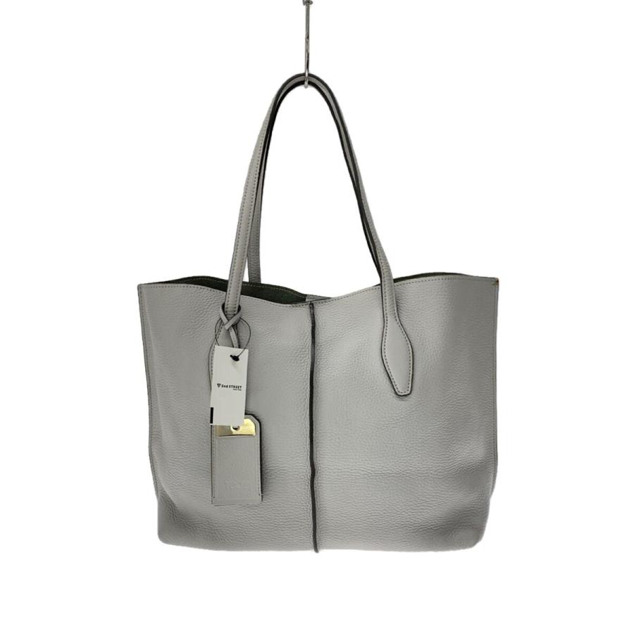 TOD'S◇トートバッグ/--/GRY/ロゴタグ、ポケット×2/表面に汚れ、色移り