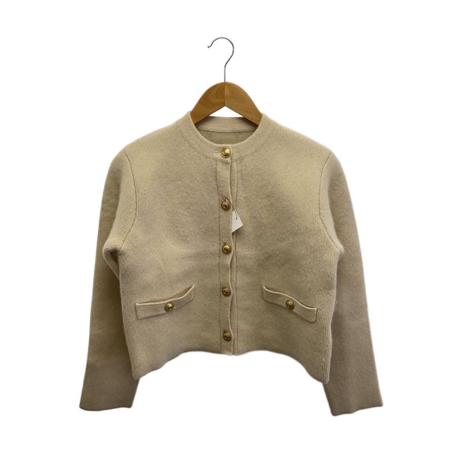 anuans◇ラクーンブレンドノーカラーニットジャケット/FREE/ウール