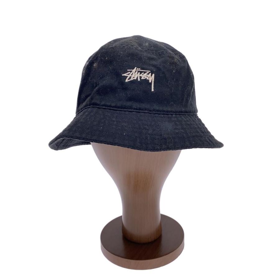 STUSSY◇STOCK BUCKET HAT/バケットハット/S/M/コットン/BLK/メンズ