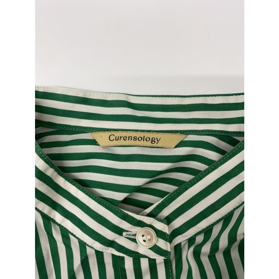Curensology◇シャツワンピース/36/コットン/GRN/ストライプ 