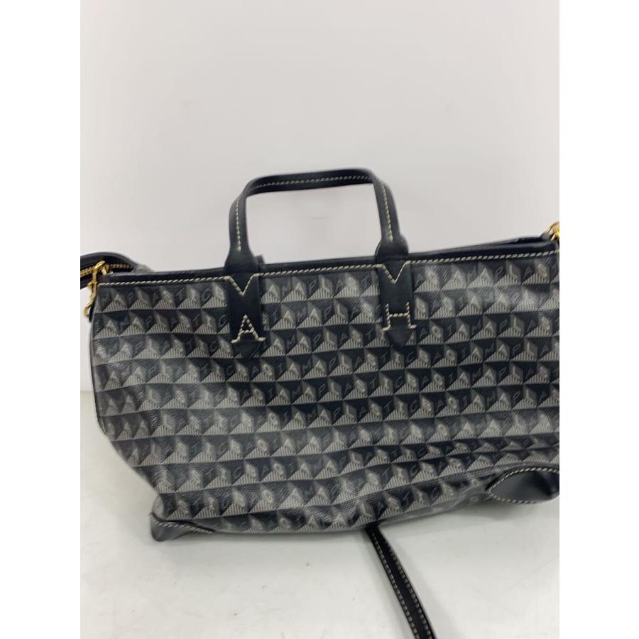 ANYA HINDMARCH◆角スレ有/I AM A PLASTIC BAG XS TOTE/ショルダーバッグ/PVC/BLK/総柄の画像