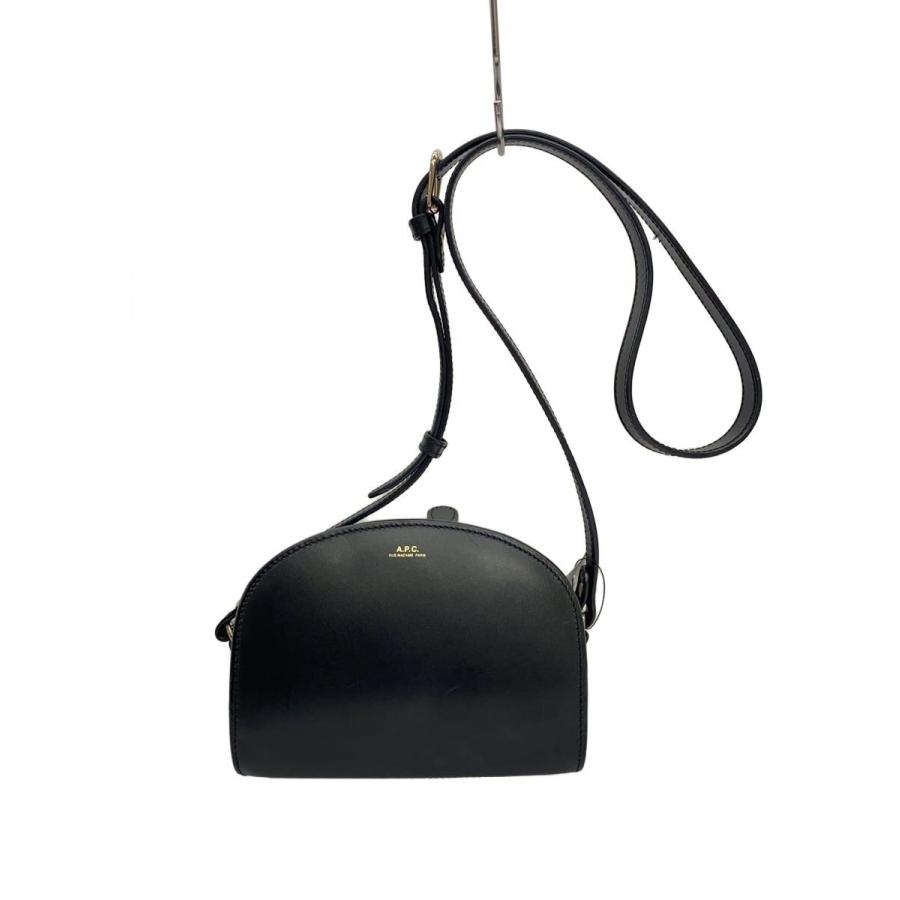 A.P.C.◇DEMI LUNE MINI/ハーフムーン/ショルダーバッグ/レザー/BLK 