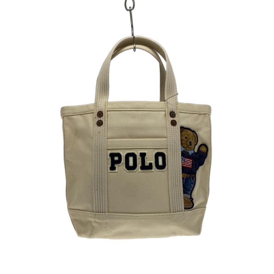 POLO RALPH LAUREN◇トートバッグ/コットン/CRM/ポロベア/シミ数ヵ所 