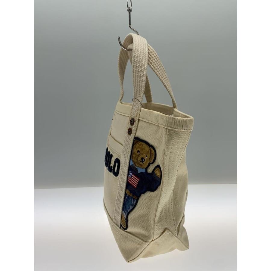 POLO RALPH LAUREN◇トートバッグ/コットン/CRM/ポロベア/シミ数ヵ所 