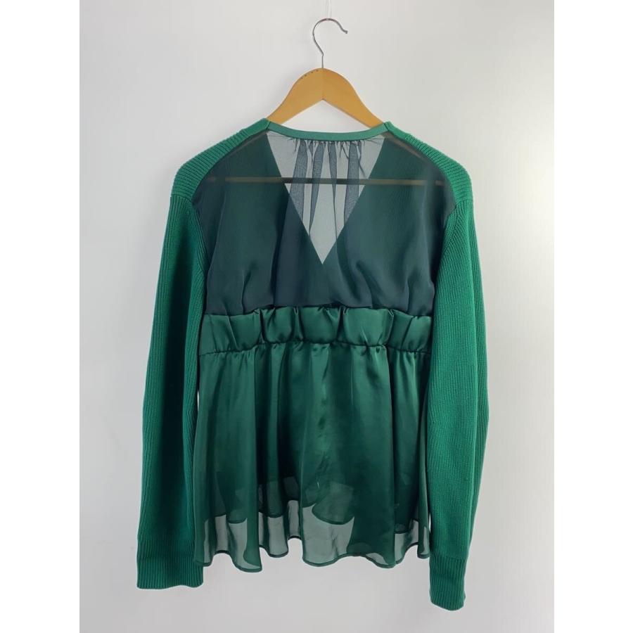 sacai◇D2/Knit×SatinCardigan/カーディガン/3/コットン/GRN/23-06500