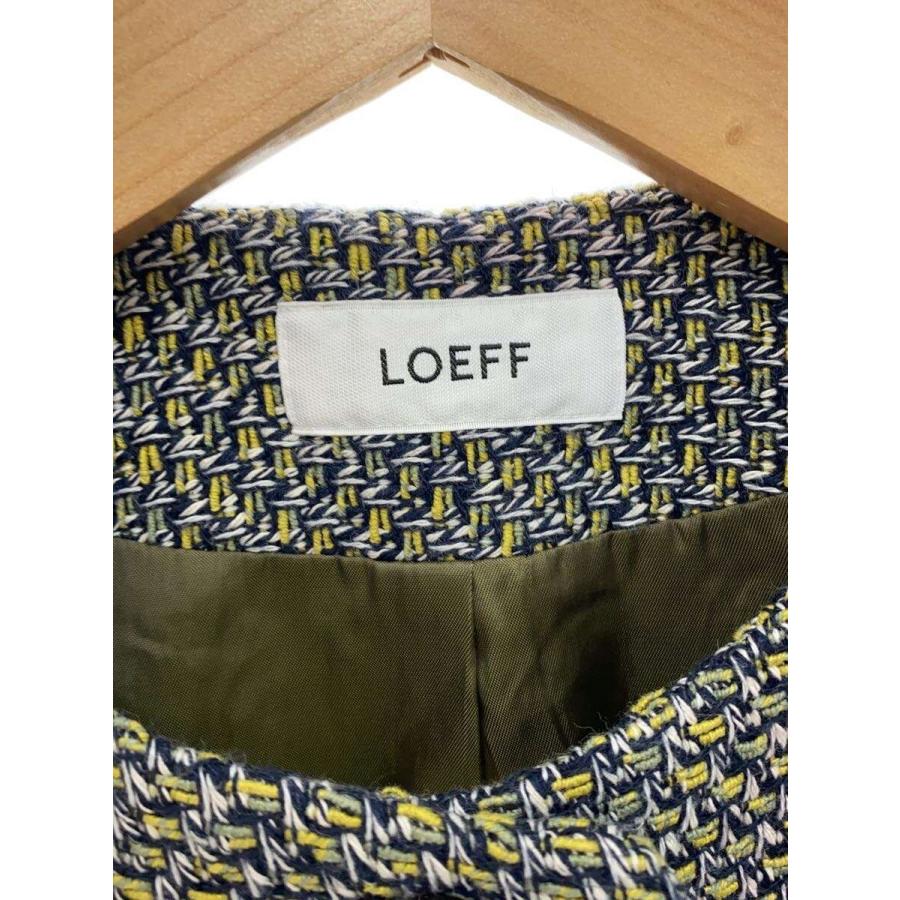 LOEFF ロエフ　フリンジ ツイード ベスト LOEFF◇フリンジ/ツイード/ノーカラーベスト/コットン/マルチカラー