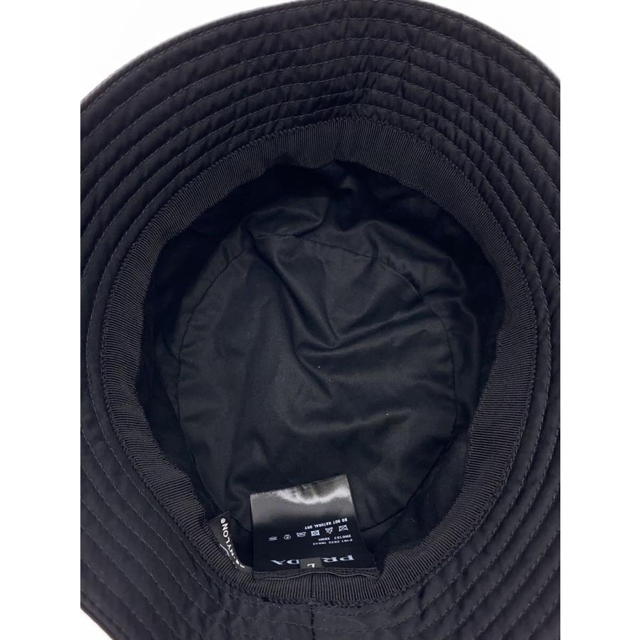 PRADA◇RE-NYLON/トライアングルロゴ バケットハット/L/BLK/メンズ