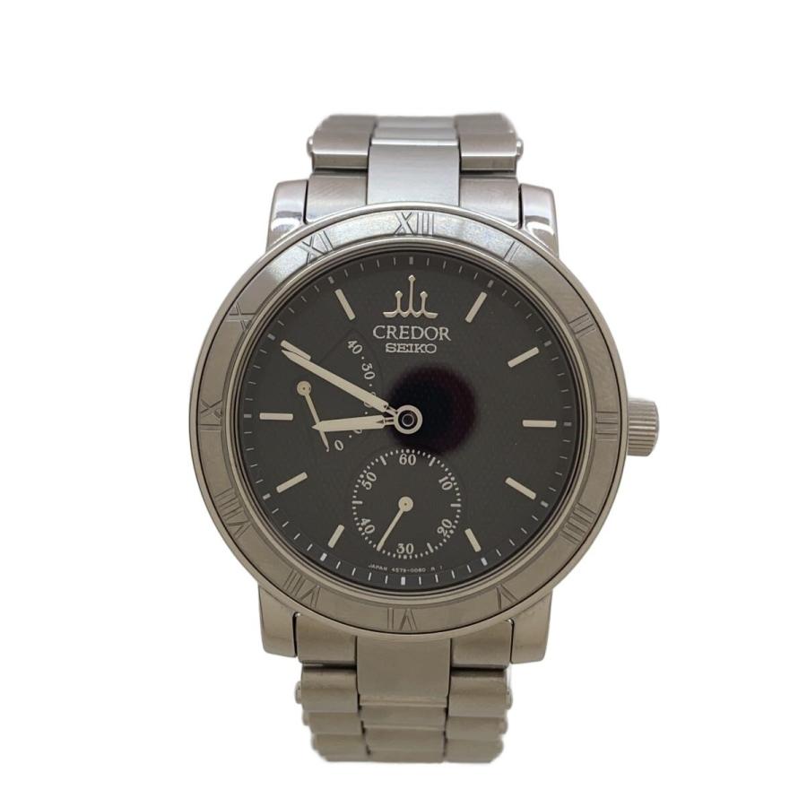 【こっそりん】SEIKO CREDOR 腕時計 SEIKO◇CREDOR手巻腕時計/アナログ/ステンレス/BLK/SLV/SS/4S79-0020