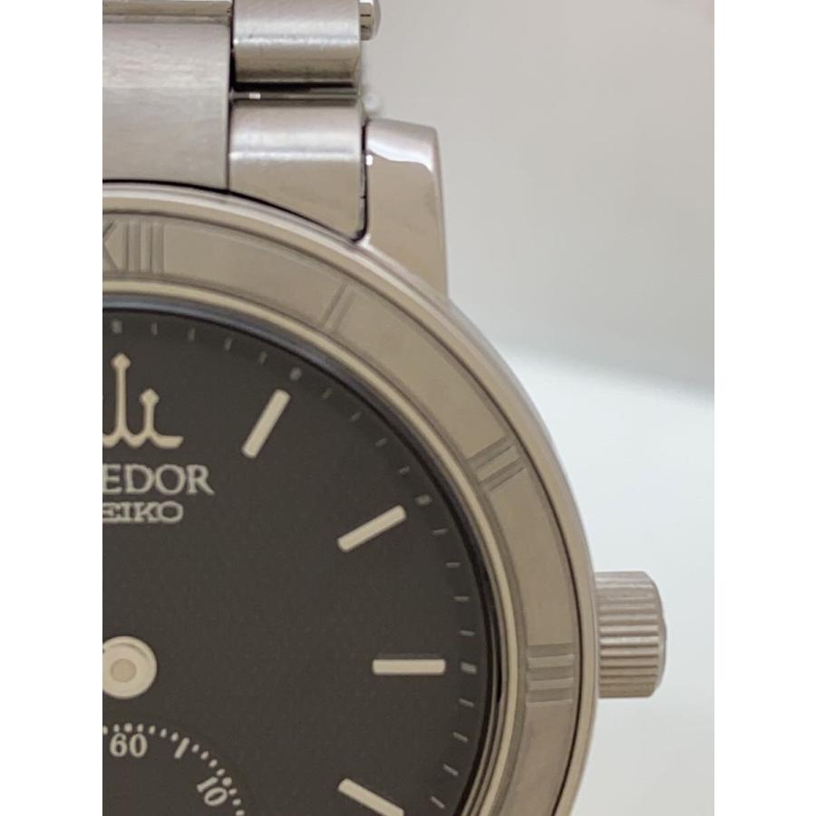 SEIKO◇CREDOR手巻腕時計/アナログ/ステンレス/BLK/SLV/SS/4S79-0020