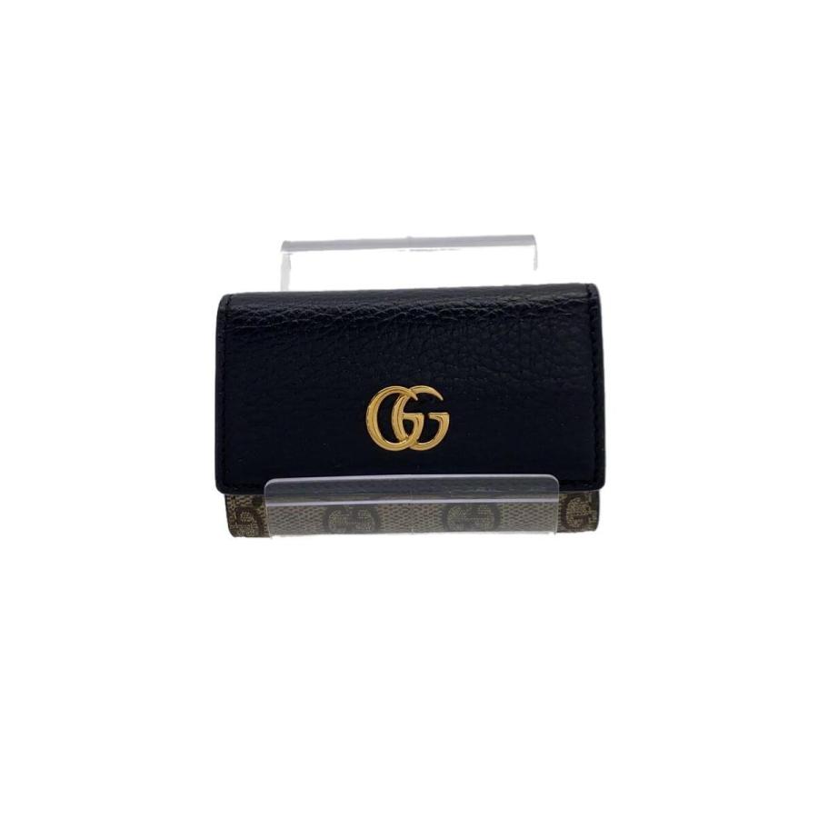 美品 GUCCI GGロゴ GG マーモント キーケース レザー ブラック 黒 GUCCI◇GGマーモント/キーケース/レザー/BLK/モノグラム/レディース
