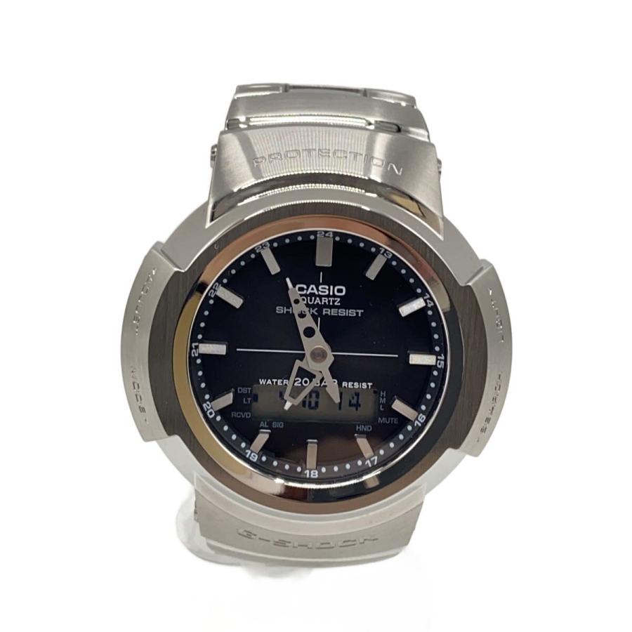CASIO◇ソーラー腕時計/デジアナ/ステンレス/BLK/SLV/SS/AWM-500D-1AJF