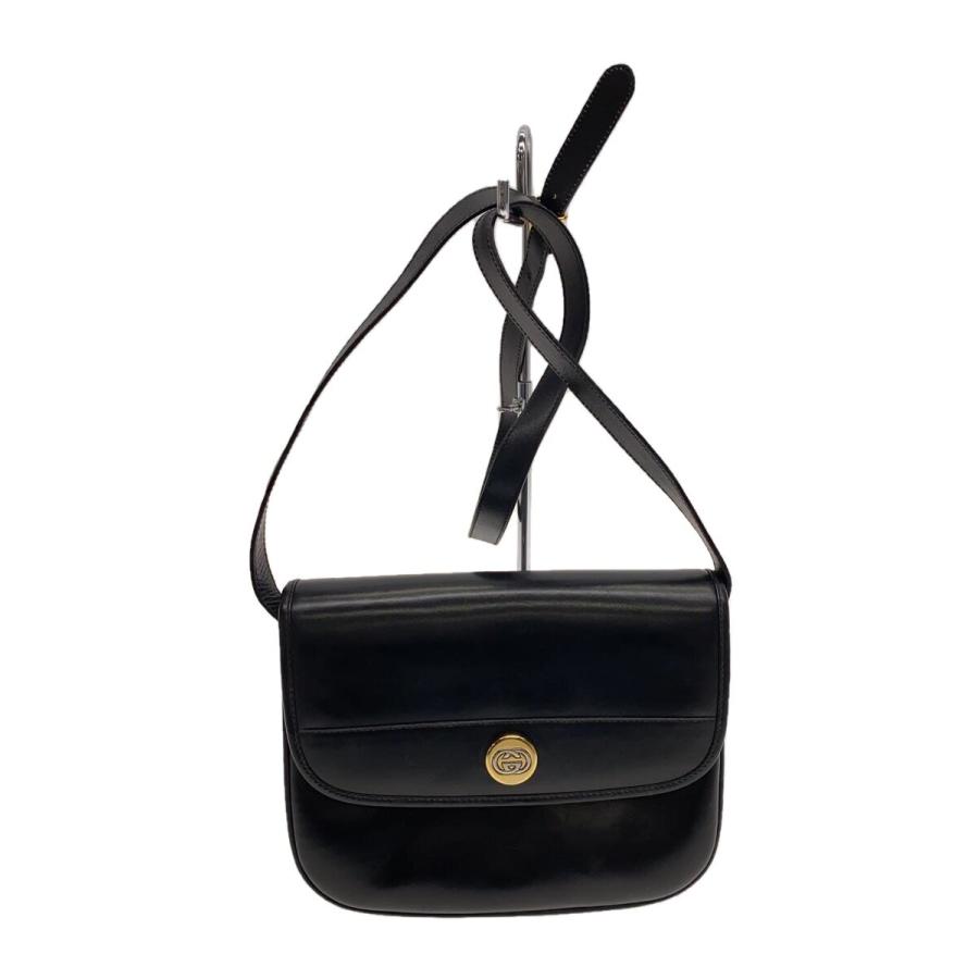 GUCCI◇OLD GUCCI_ショルダーバッグ/レザー/BLK/無地/011・116・0917