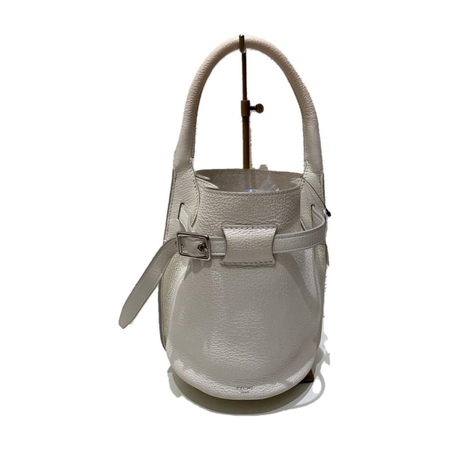 CELINE◇Big Bag Nano Bucket/2way/ハンドバッグ/レザー/WHT