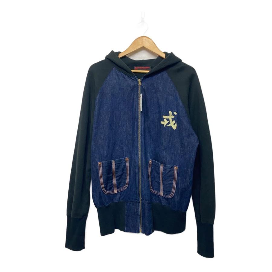 EVISU◇きりかえしデニム/ジップパーカー/40/コットン/BLK : セカンド