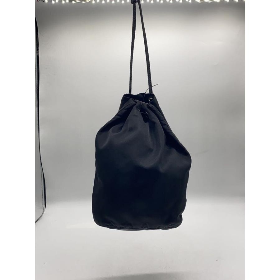 PRADA◇トライアングルロゴ/巾着/ハンドバッグ/ナイロン/BLK