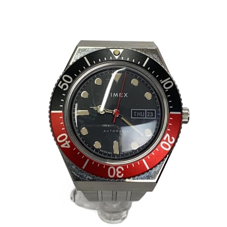 TIMEX◇自動巻腕時計/アナログ/ステンレス/BLK/SLV/tw2u83400 