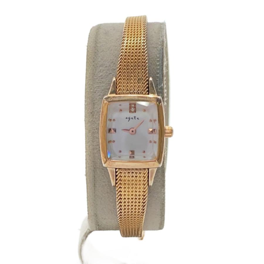 agete◇クォーツ腕時計/アナログ/WHT/GLD : セカンドストリートYahoo