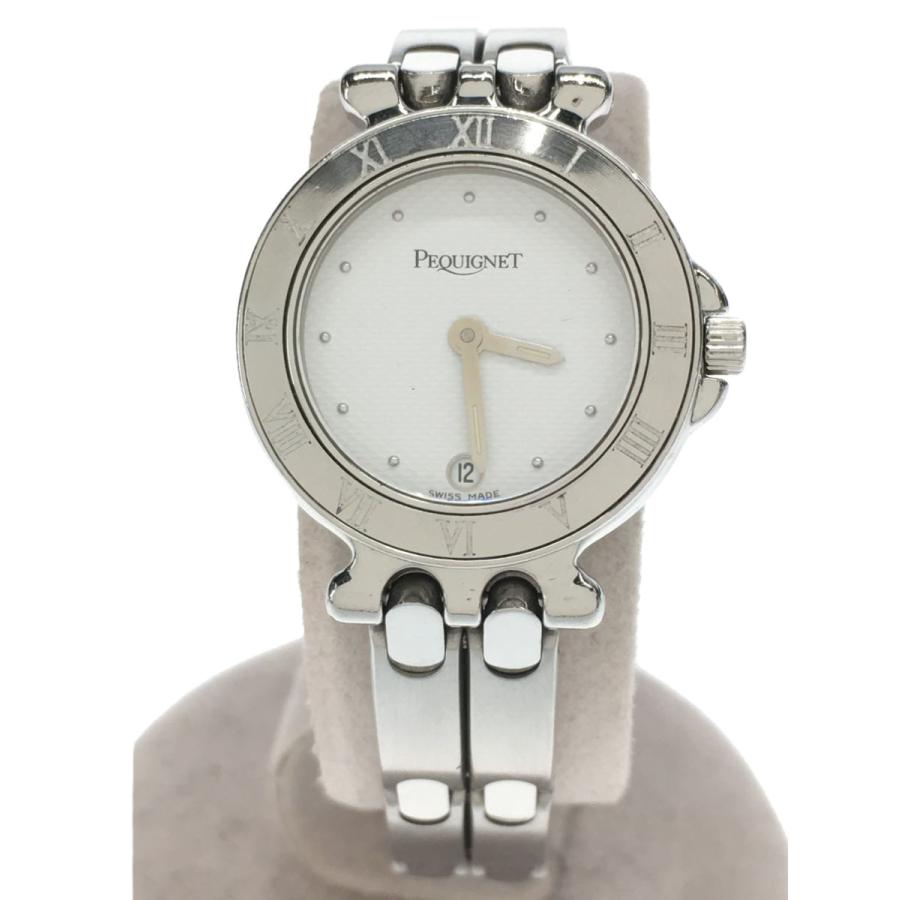 Pequignet/クォーツ腕時計/アナログ/ステンレス/WHT/SLV/SS- 