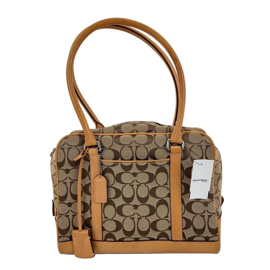 Coach ハンドバッグ ベージュ シグネチャー COACH◇トートバッグ_シグネチャー/キャンバス/BEG/総柄 : セカンド
