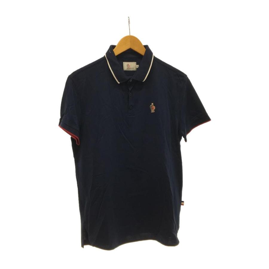 MONCLER◇MAGLIA POLO MANICA CORTA/ロゴポロシャツ/L/コットン