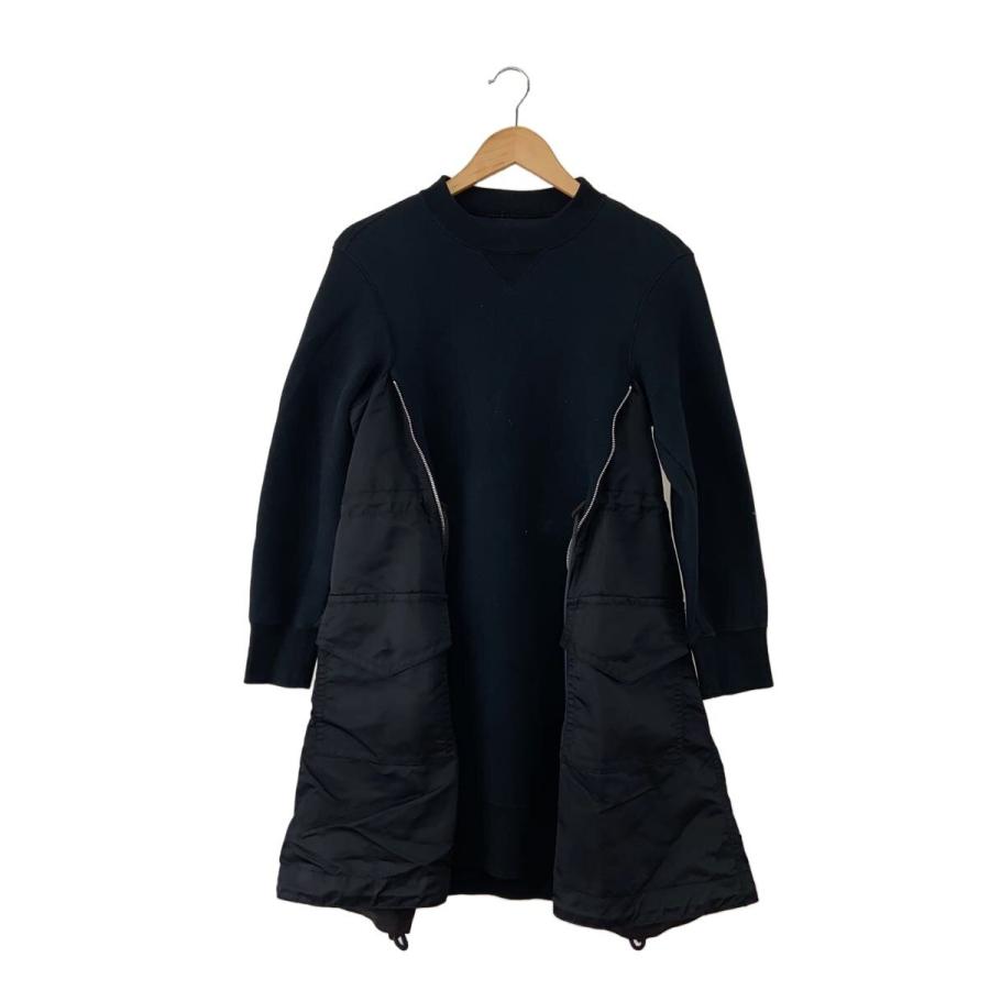 sacai◇22AW/ Sponge Sweat × MA-1 Dress長袖ワンピース/2/--/BLK/無地