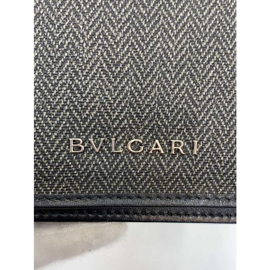 BVLGARI◇名刺入れ/カードケース/レザー/GRY/メンズ/3191857Y