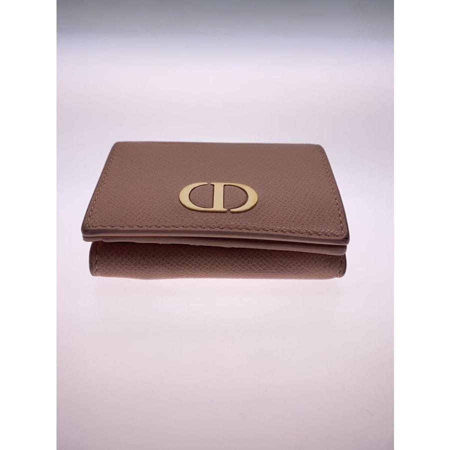 Christian Dior◇モンテーニュ/3つ折り財布/レザー/PNK/無地