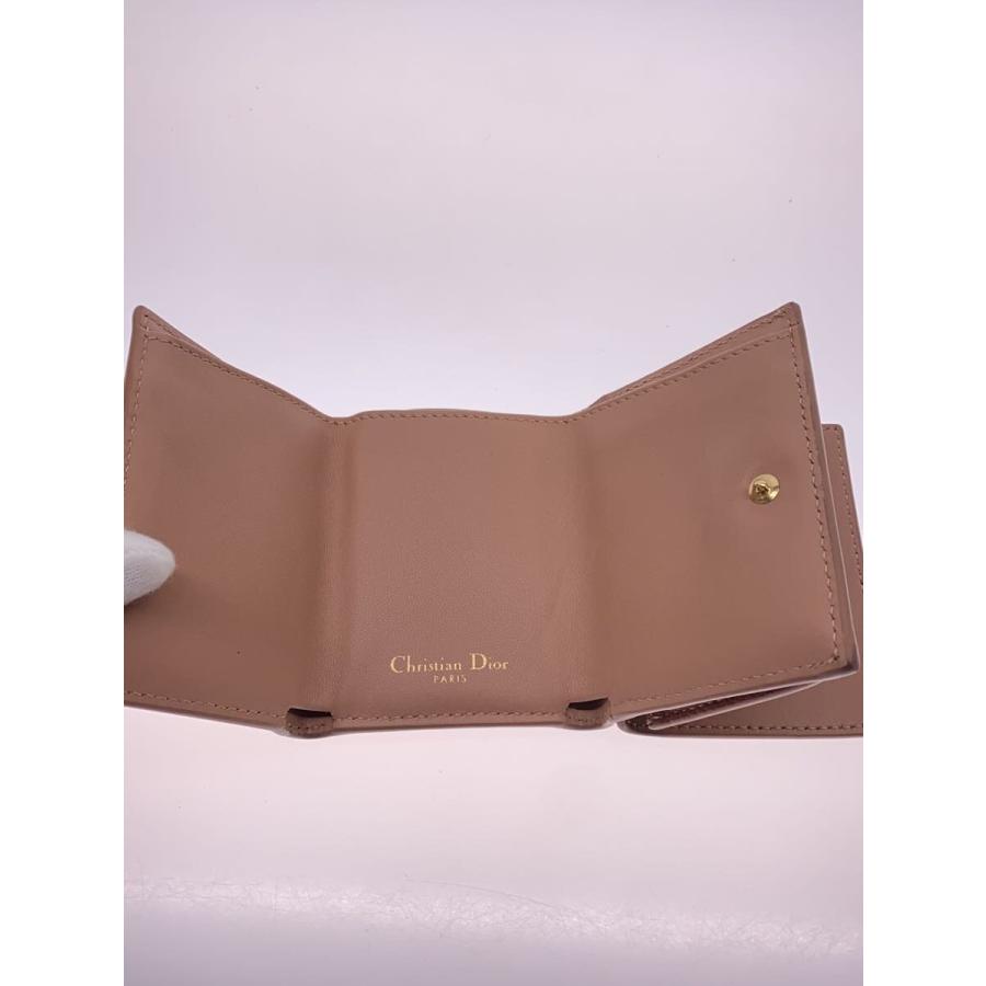 Christian Dior◇モンテーニュ/3つ折り財布/レザー/PNK/無地