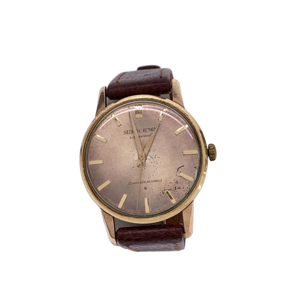 SEIKO CROWN◇Special/23石/手巻腕時計/アナログ/社外レザーベルト/BRW