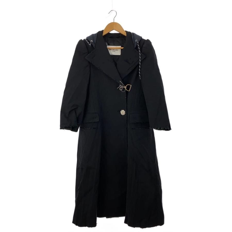 BALENCIAGA◇ダメージ加工/コート/34/ナイロン/BLK/698886 : セカンド