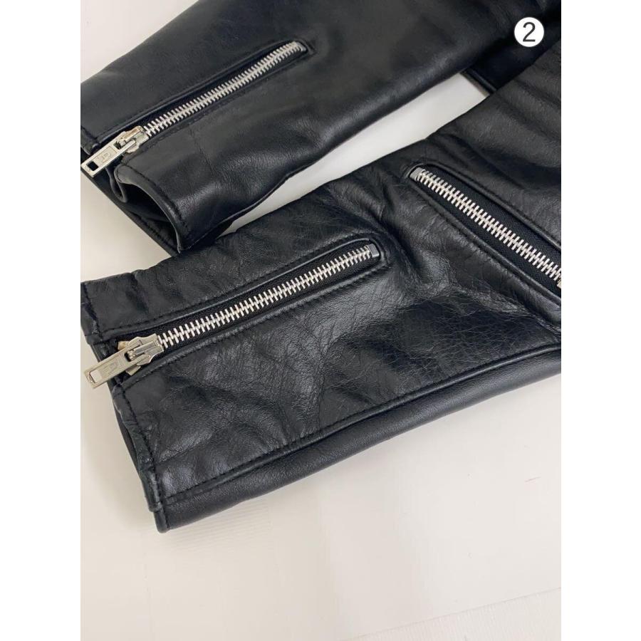 666 Leather Wear◇ダブルライダースジャケット/34/レザー/BLK