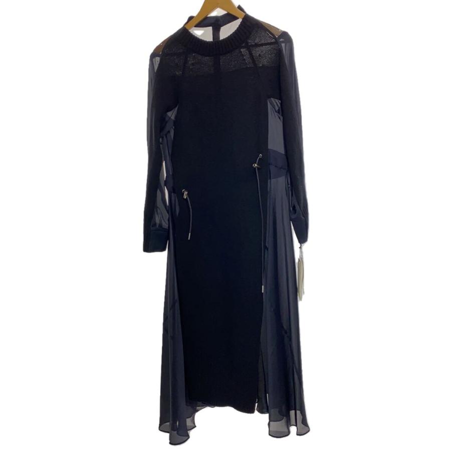 sacai◇サカイ/ニット切替しロングワンピース/1/ウール/ブラック/21  