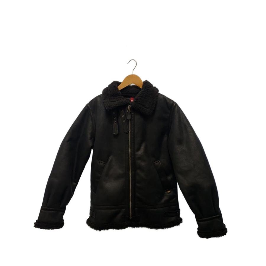 ALPHA INDUSTRIES◇B-3/L/フェイクムートンジャケットBLK/TA1364-8001 