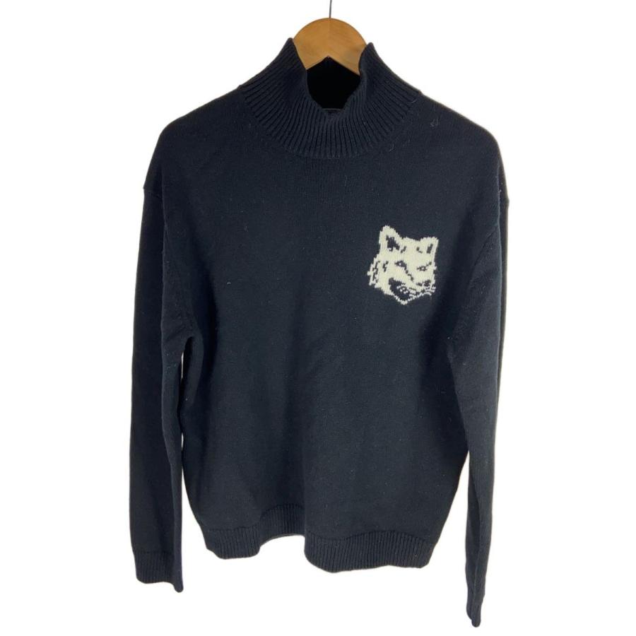 MAISON KITSUNE◇ニット・セーター(厚手)/M/ウール/BLK/無地