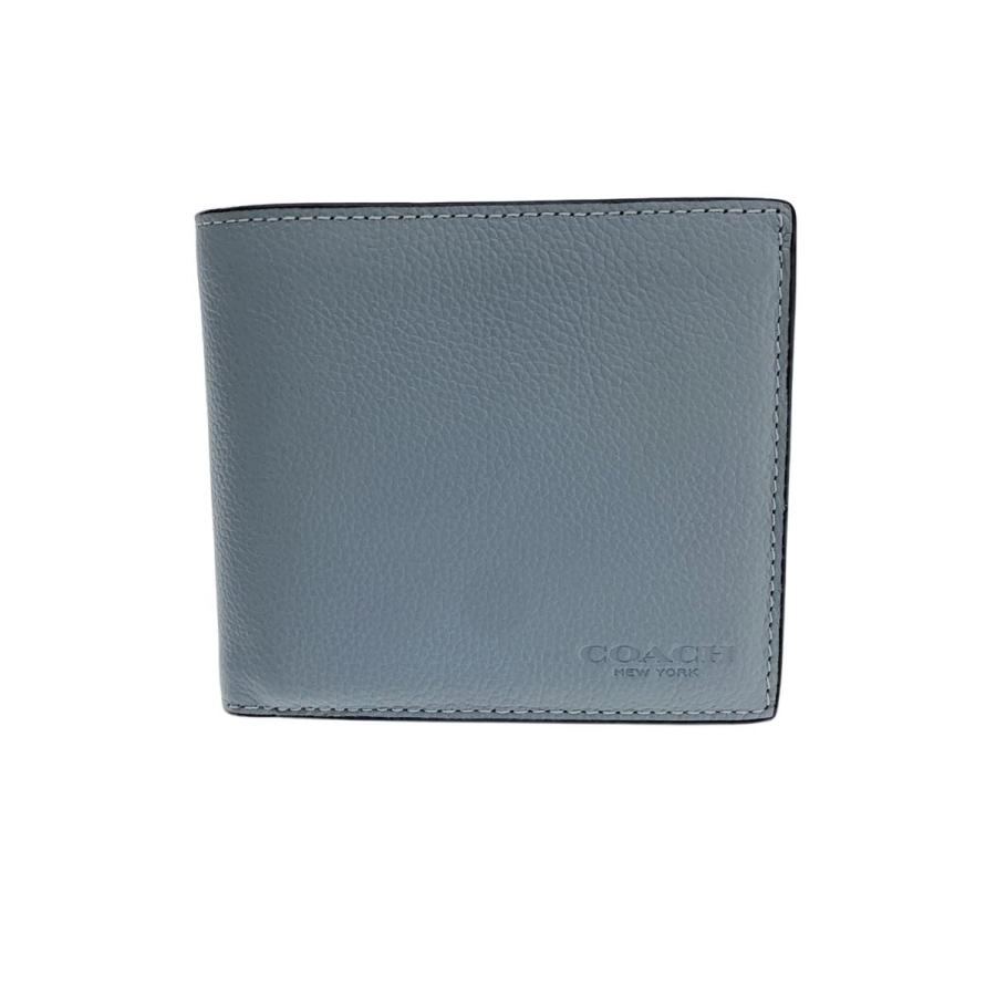 COACH 青 レザー 二つ折り財布 COACH◇コーチ/2つ折り財布/青/ブル-/BLU/無地/メンズ : セカンド